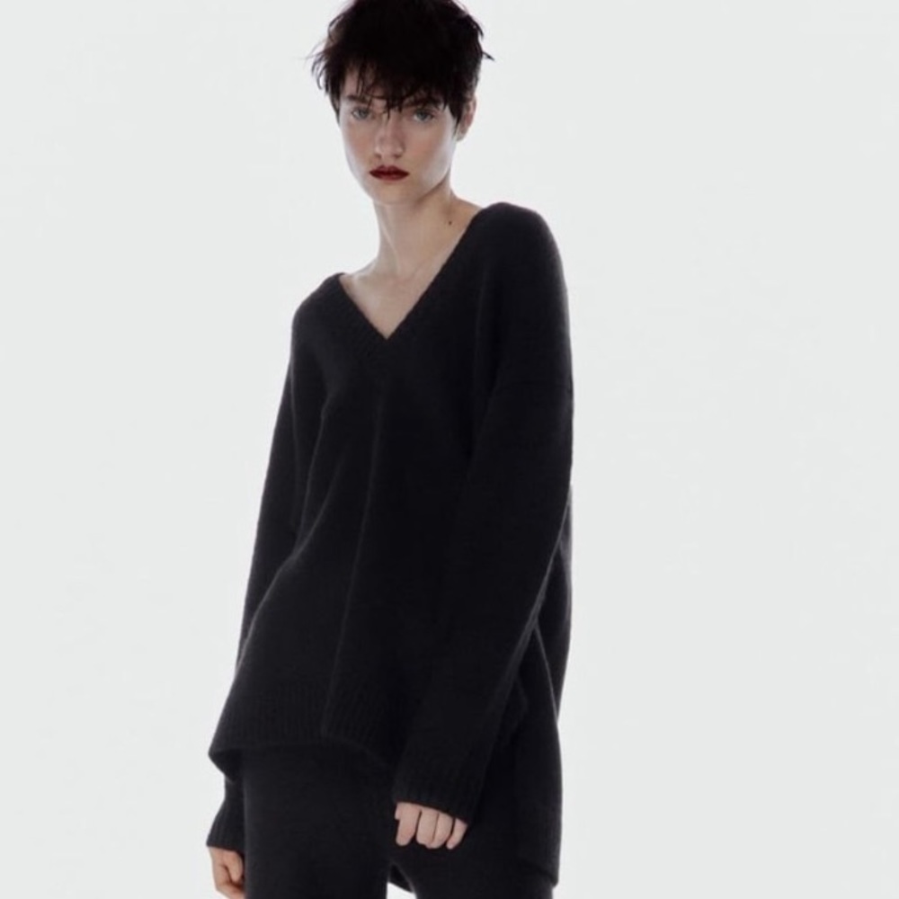 Oversized Black V-Neck Sweater